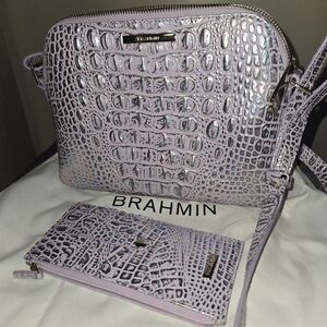 Brahmin Mini Sydney Violet Wonderland Melbourne Leather Crossbody & Card Case